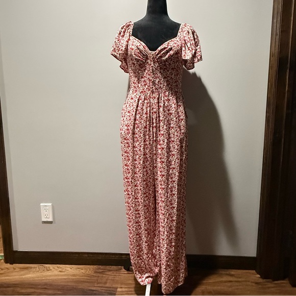 Lulus Awesome Blossoms Pink Floral Print Flutter Sleeve Jumpsuit - Picture 2 of 9